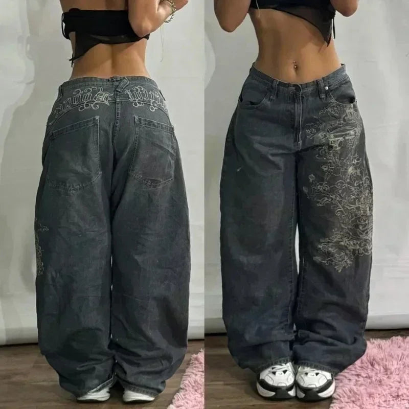 Trend Hip-hop Embroidery Pattern Baggy Jeans