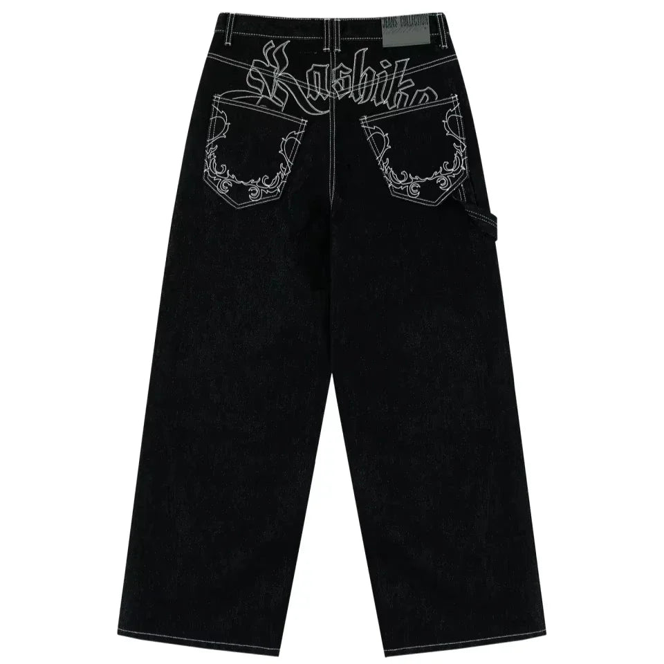 Trend Hip-hop Embroidery Pattern Baggy Jeans