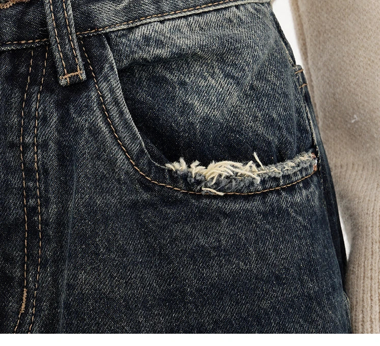 Retro Fashion Autumn Women High Waist Jeans
