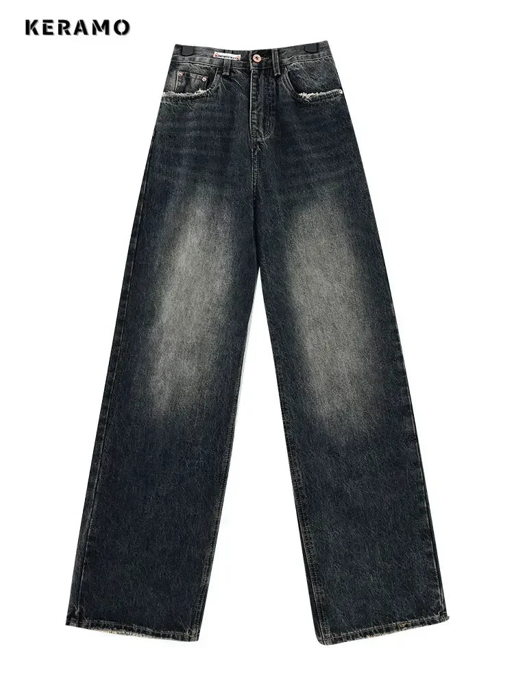 Retro Fashion Autumn Women High Waist Jeans