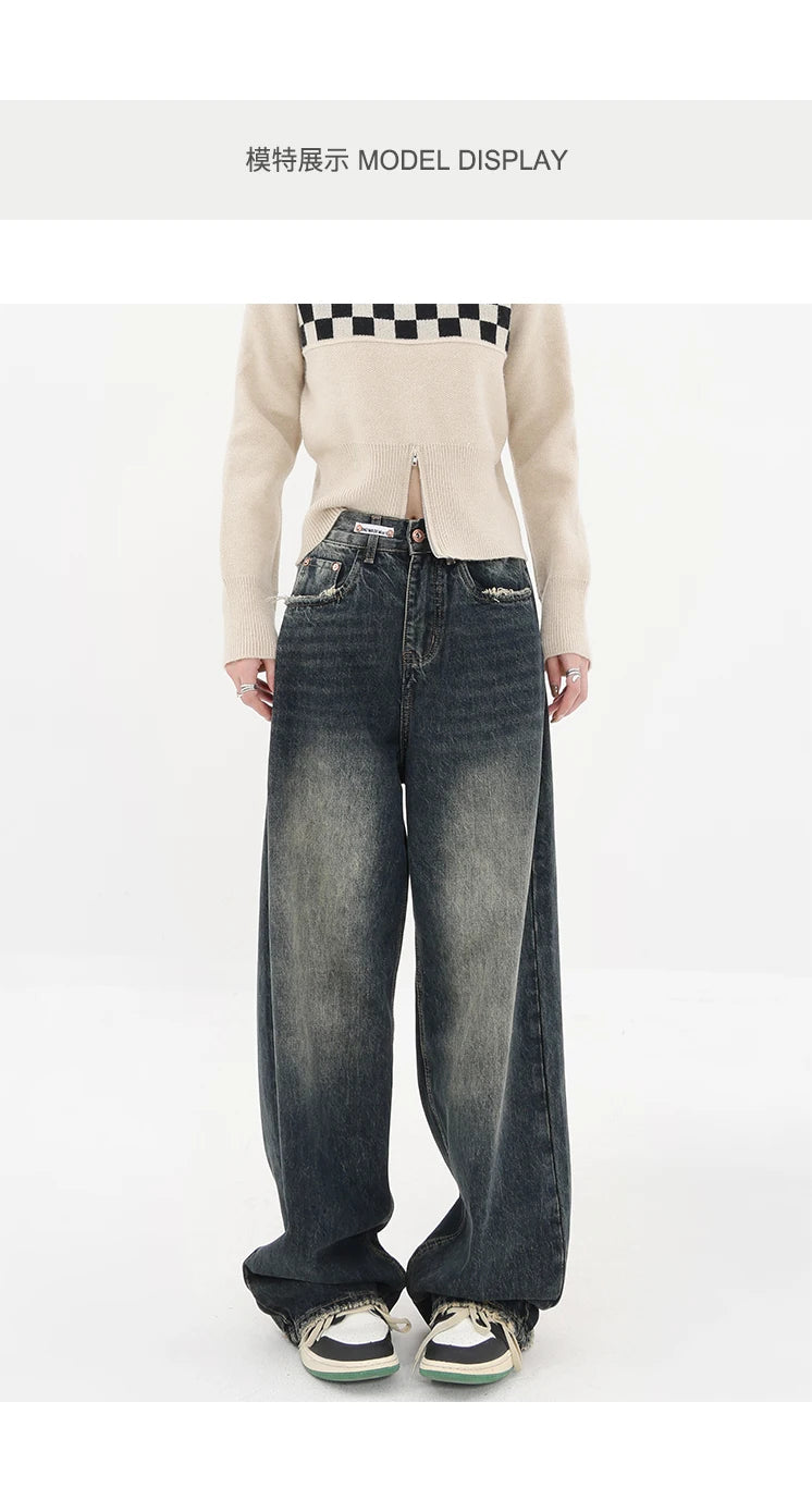 Retro Fashion Autumn Women High Waist Jeans