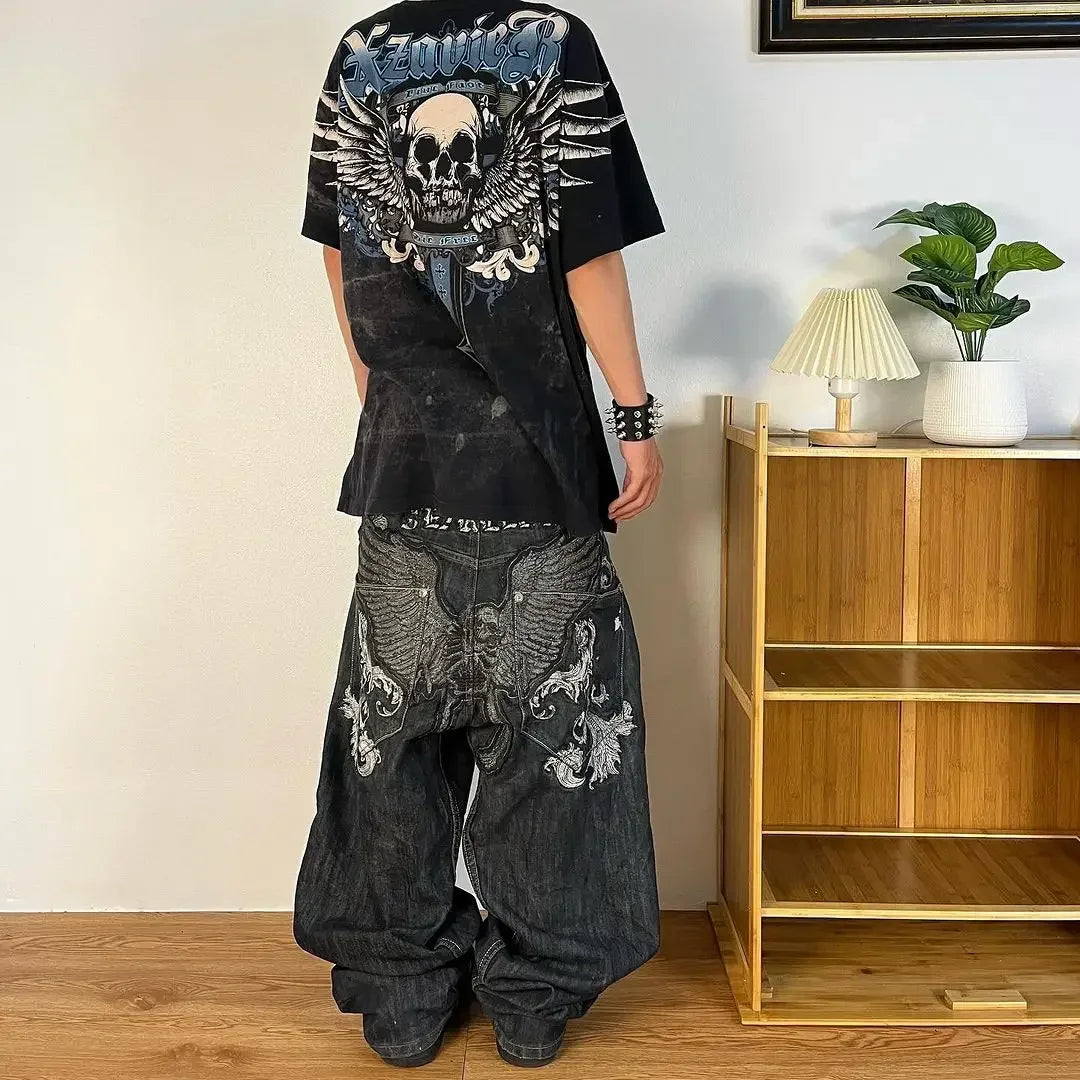 Trend Hip-hop Embroidery Pattern Baggy Jeans