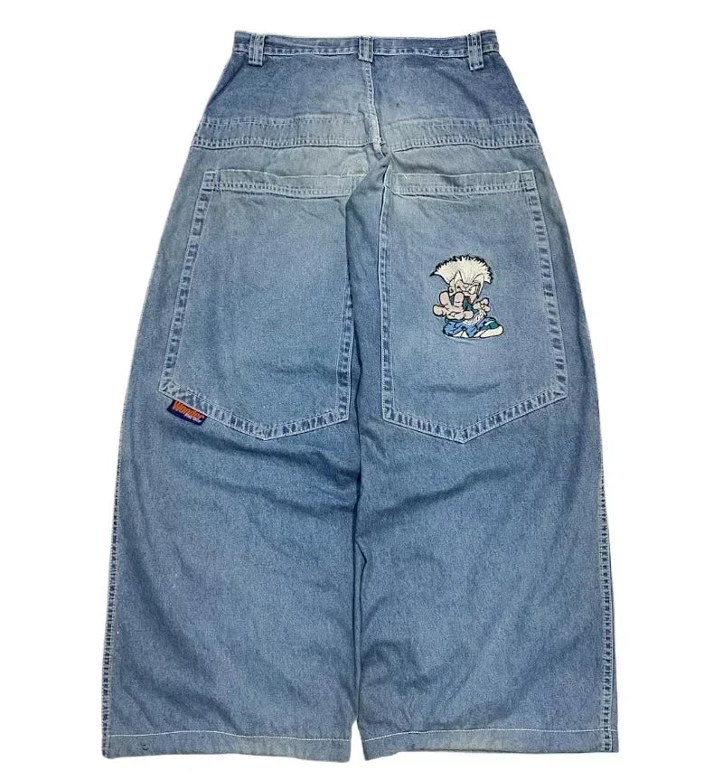 Trend Hip-hop Embroidery Pattern Baggy Jeans