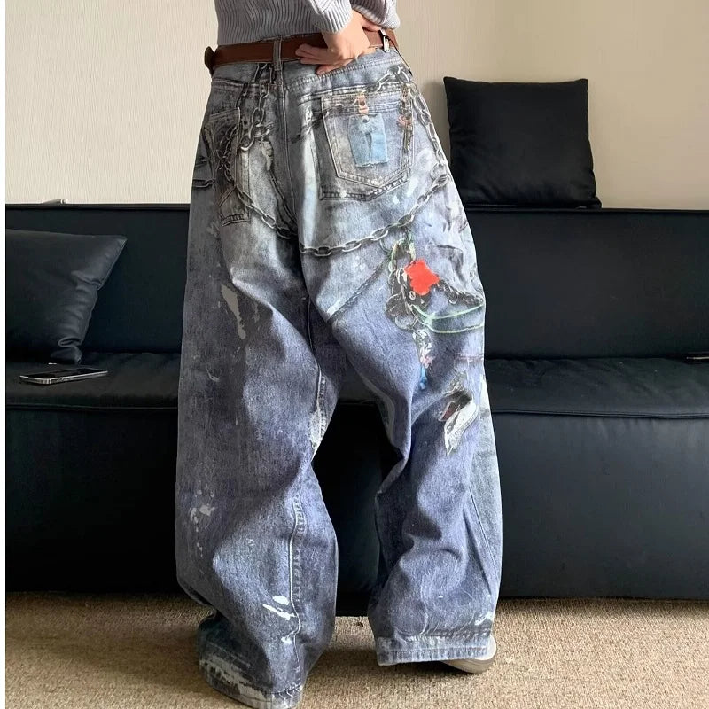 American Splaed Ink 3D Print Jeans