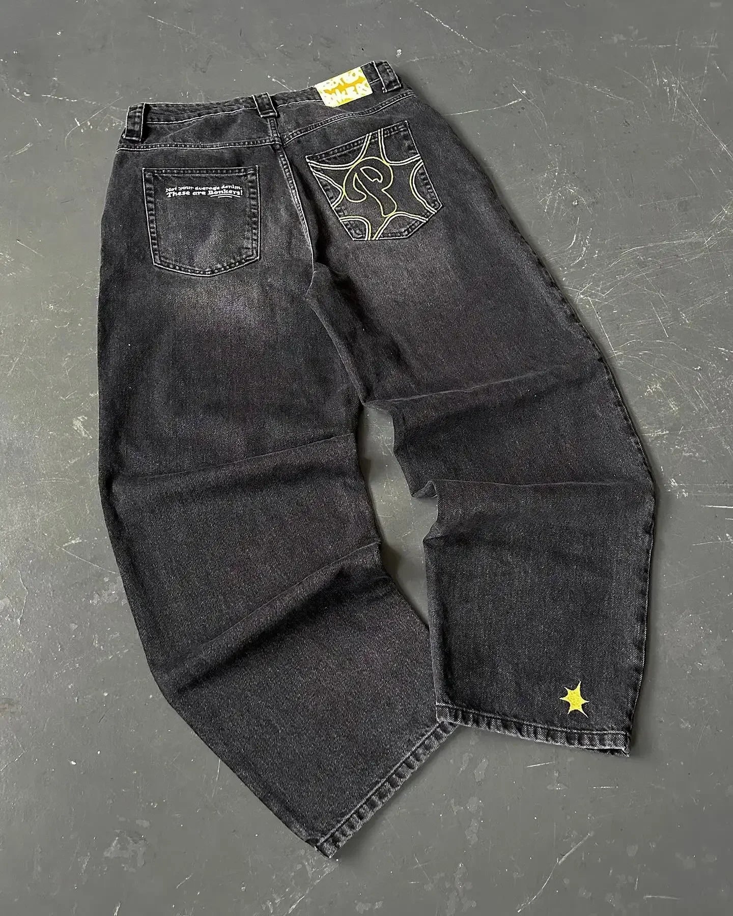 Trend Hip-hop Embroidery Pattern Baggy Jeans