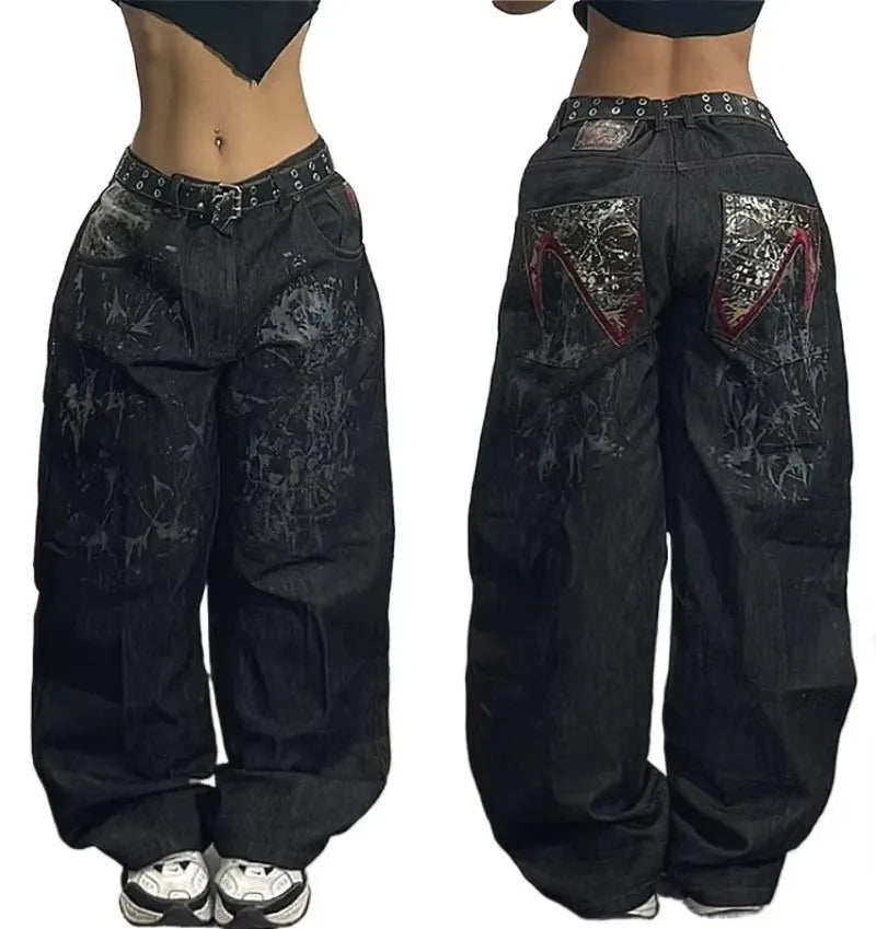 Trend Hip-hop Embroidery Pattern Baggy Jeans