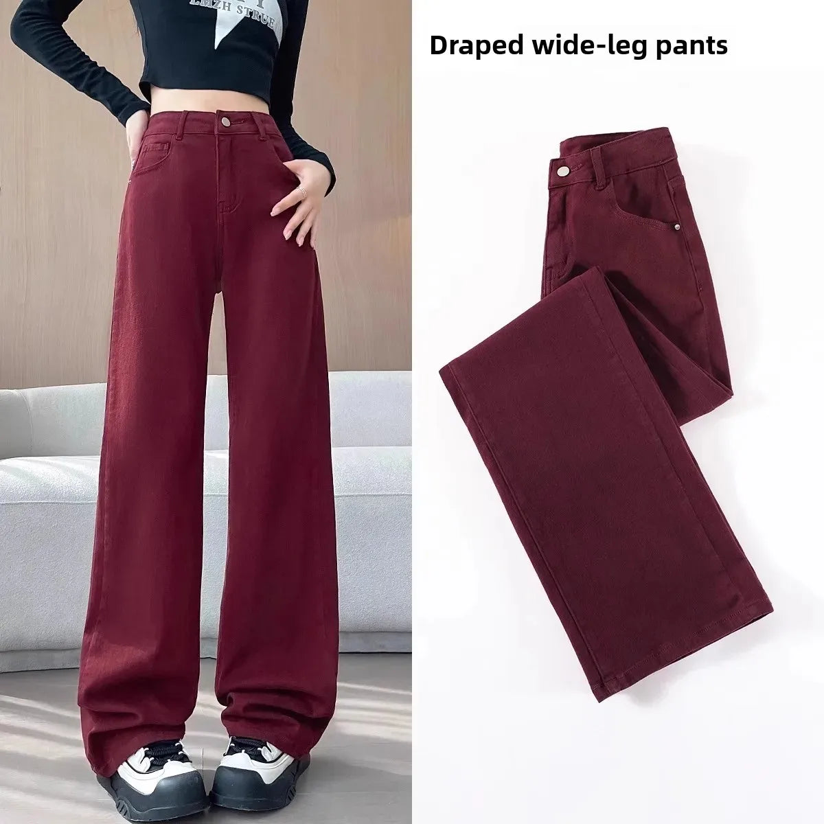 Trendy High Waist Wide Leg Jeans