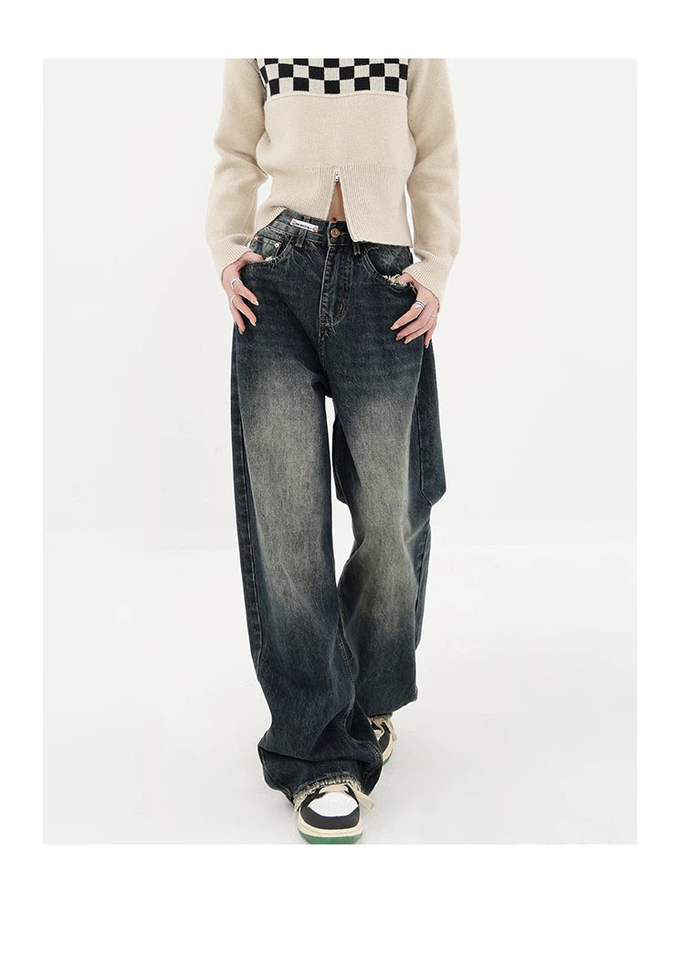 Retro Fashion Autumn Women High Waist Jeans