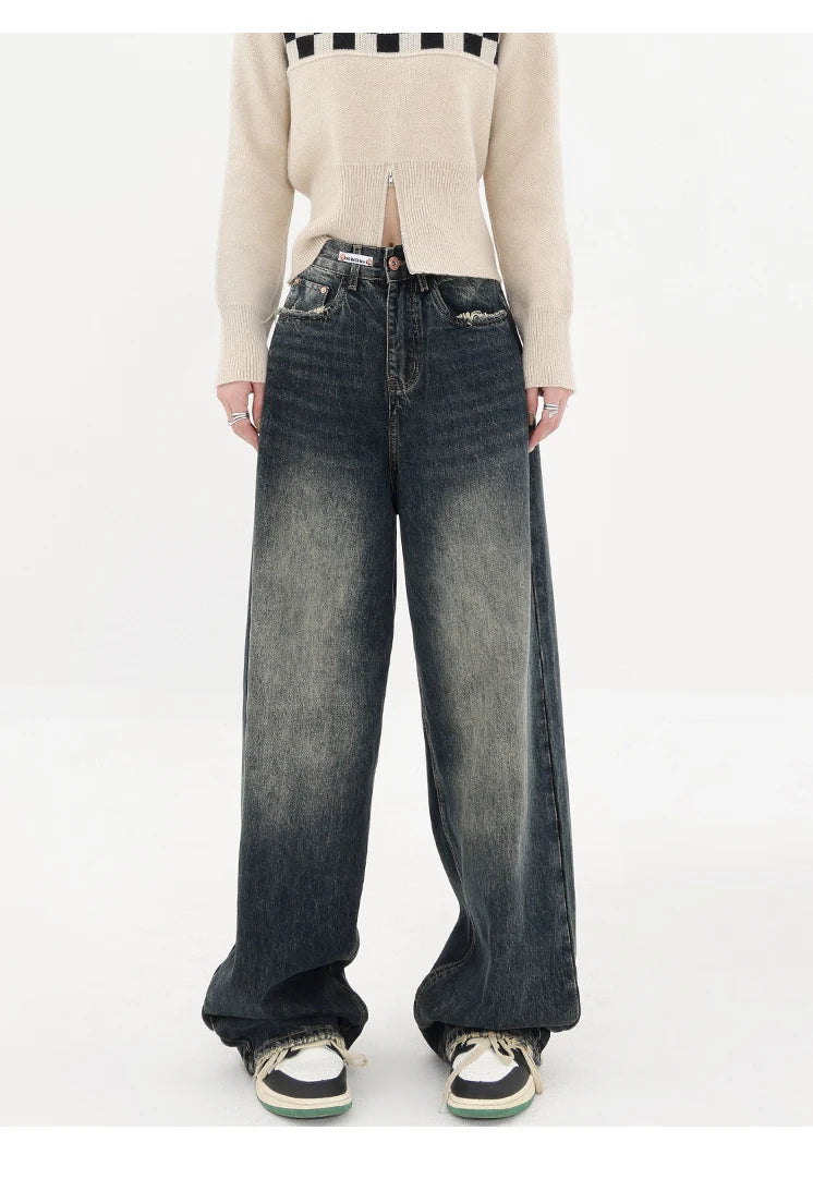 Retro Fashion Autumn Women High Waist Jeans
