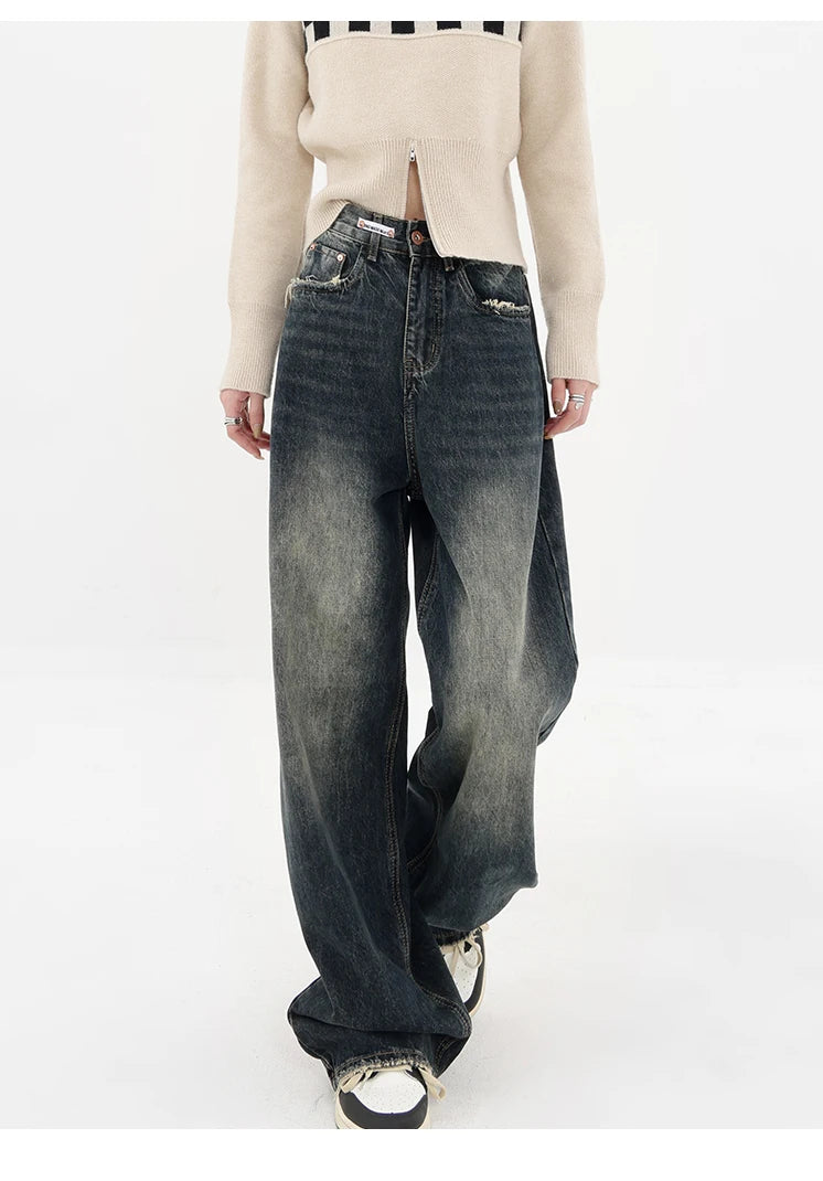 Retro Fashion Autumn Women High Waist Jeans