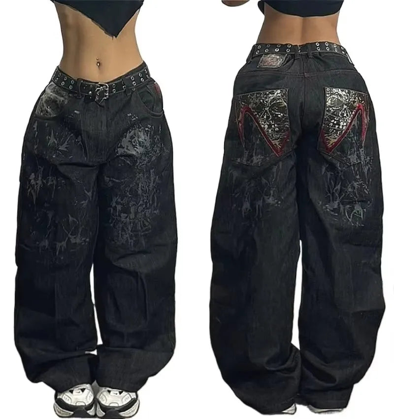 Trend Hip-hop Embroidery Pattern Baggy Jeans