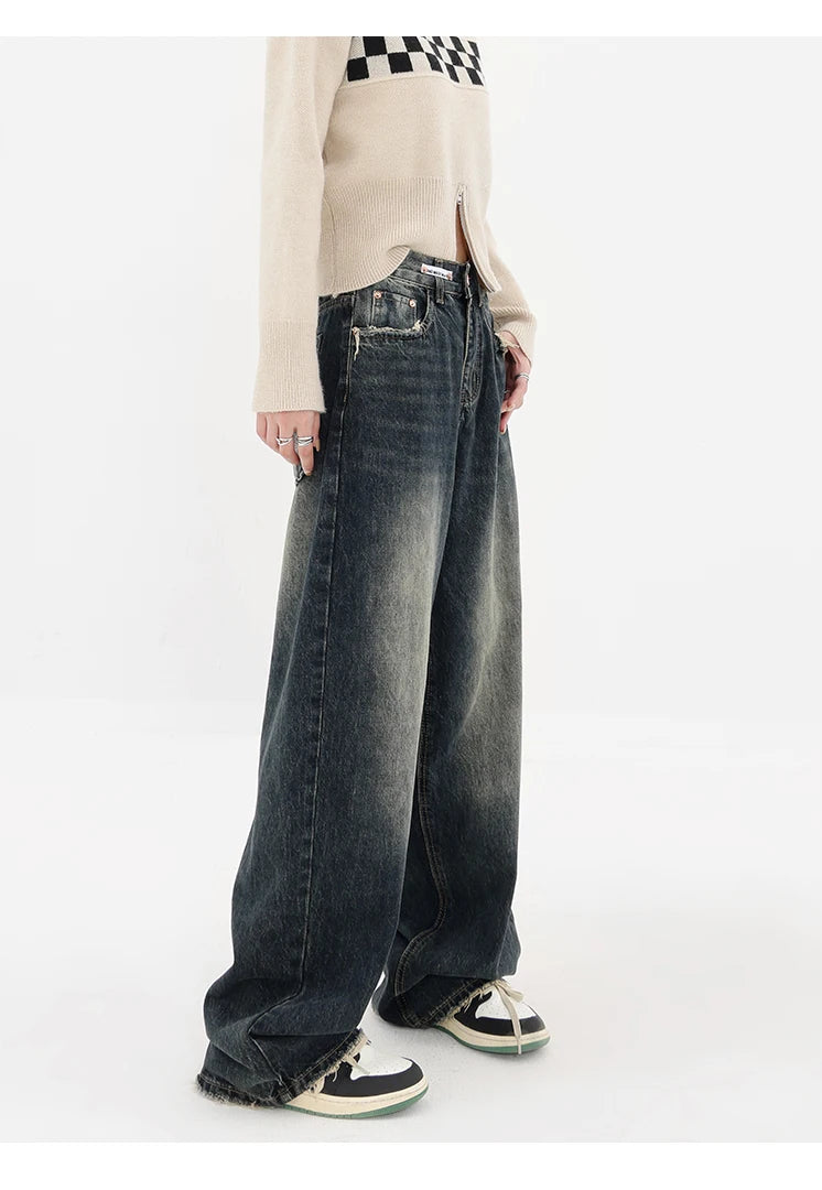 Retro Fashion Autumn Women High Waist Jeans