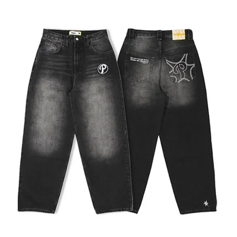 Trend Hip-hop Embroidery Pattern Baggy Jeans