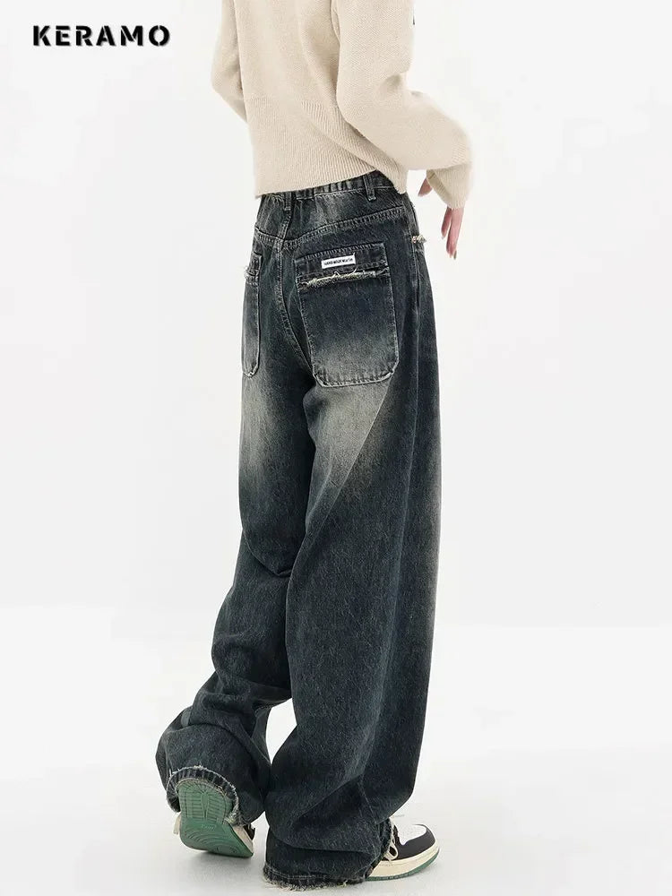 Retro Fashion Autumn Women High Waist Jeans