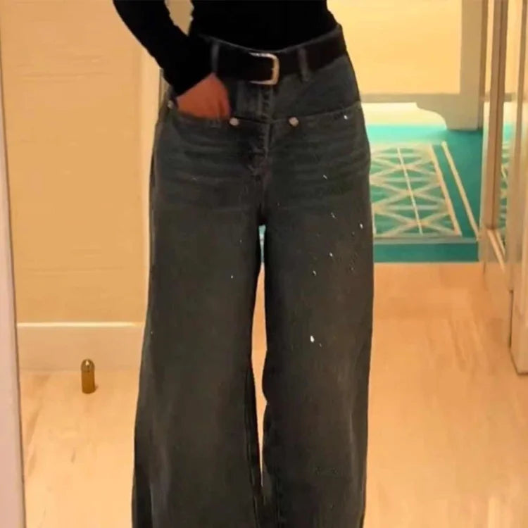 Hot Diamond Shiny women Wide-leg Jeans