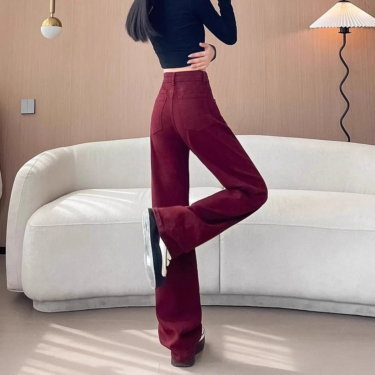 Trendy High Waist Wide Leg Jeans