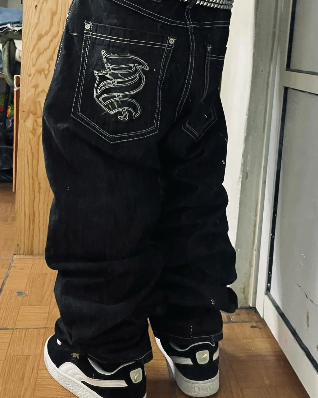 Trend Hip-hop Embroidery Pattern Baggy Jeans