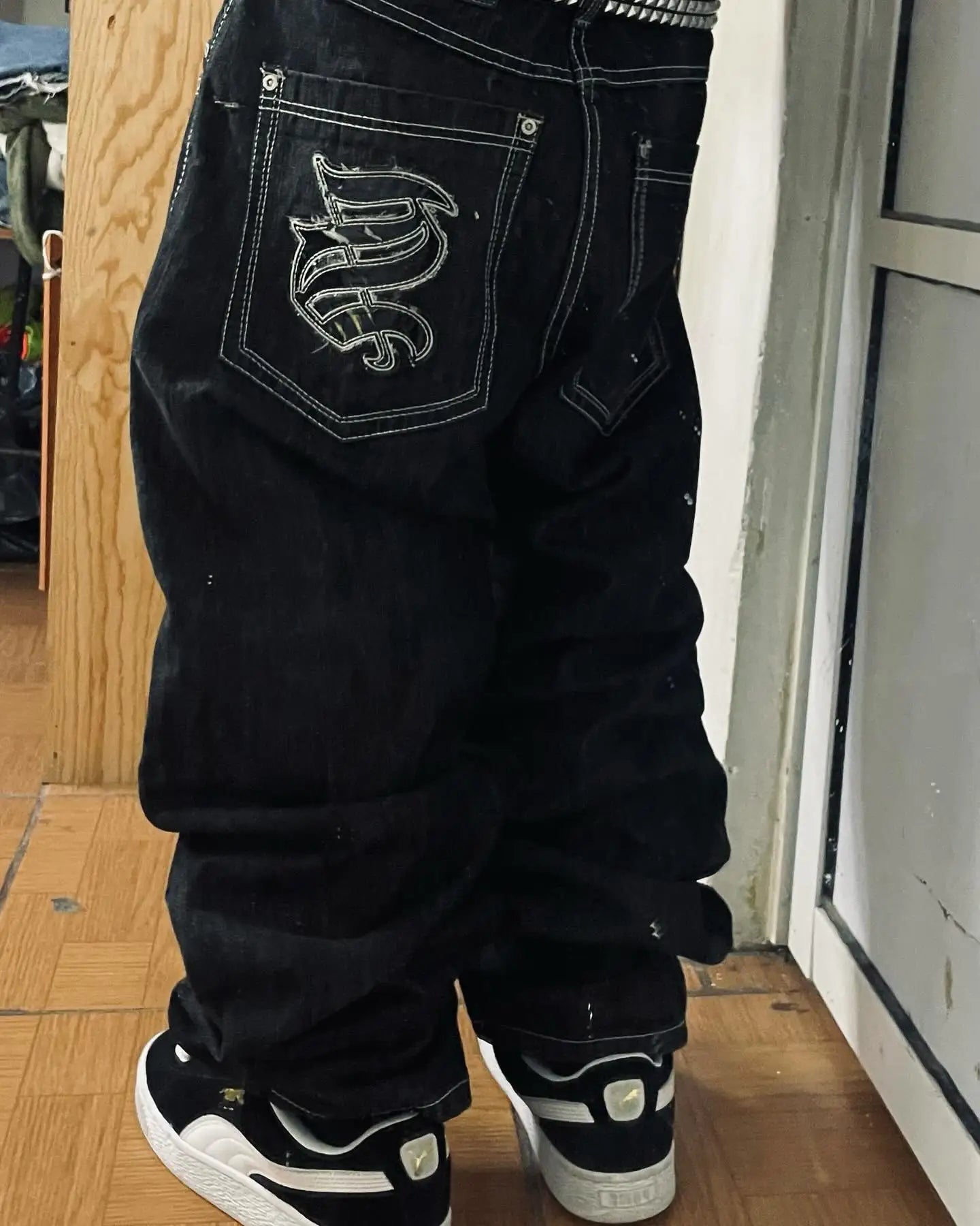 Trend Hip-hop Embroidery Pattern Baggy Jeans