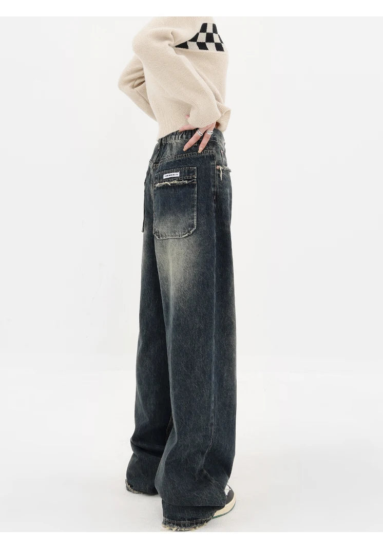 Retro Fashion Autumn Women High Waist Jeans