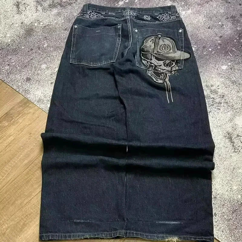 Trend Hip-hop Embroidery Pattern Baggy Jeans